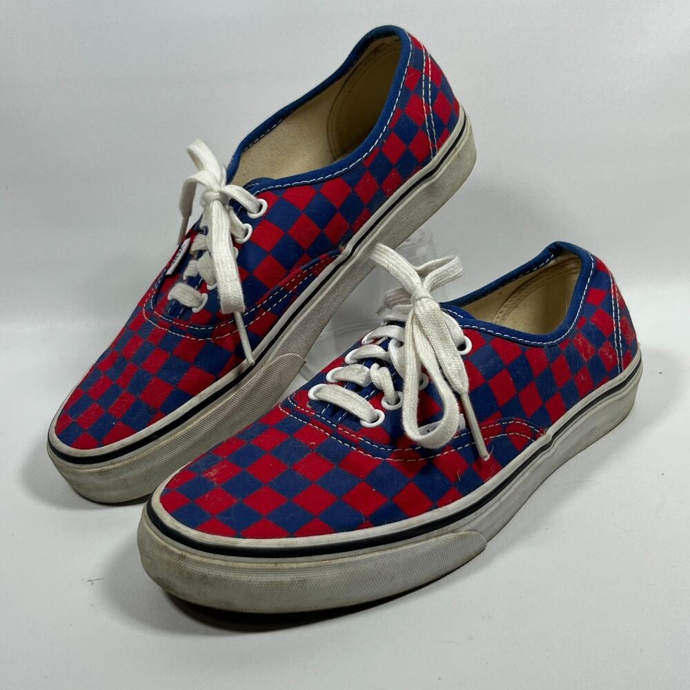 VANS Sneakers M7 W8.5 2014 Golden Coast Collection Checkered Skate Red Blue